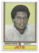 1974 Topps Burgess Owens Rookie Card. rookie card picture