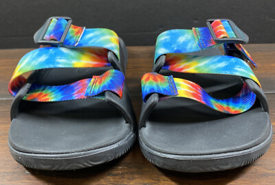 Chaco Sandals Womens 7 Black With Colorful Tie Dye Straps  display picture 2