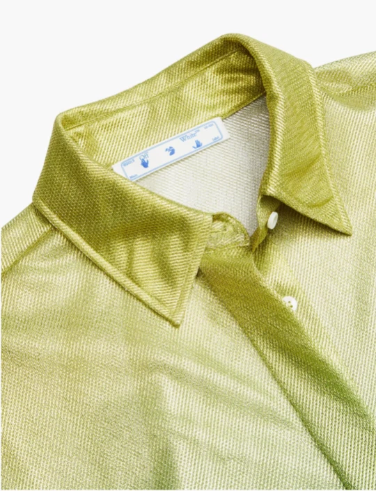 Abito Camicia Maniche Lunghe Metallizzato Dégradé Off White NUOVO con etichette $2.150