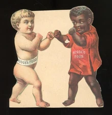 1880s Ridge's Baby Food #353 Die-Cut Advertisement Boxing Babies