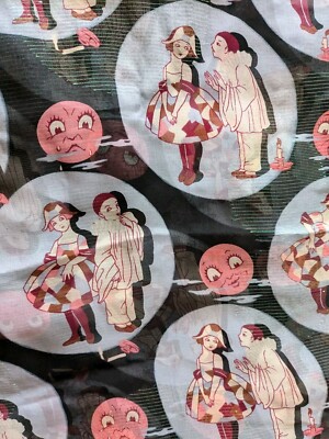 Vintage Designer Anna Sui Stimmung Stoffe Pierrot Moon Kawaii Clown Schneiderei 