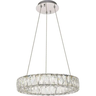Crystal Chandelier LED Halo Chrome Light Fixture Dining Room Kitchen Island 17in