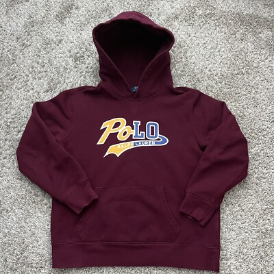 Polo Ralph Lauren Split Logo Red Hoodie Kids Large 14-16 Hooded Sweatshirt 