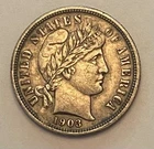 1903 Barber dime Xf/Au nice coin