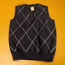 Gymboree Preppy Argyle Navy And White Sweater Vest Boys S 5-6 100 Cotton NWOT