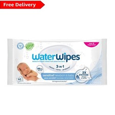 99.9 Water Baby Wipes - Gentle, Hypoallergenic Care for Newborn Skin, 60 Count