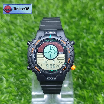 Vintage Lorus Vector W800-0020 Digital Compass Watch Black 90's Good Working