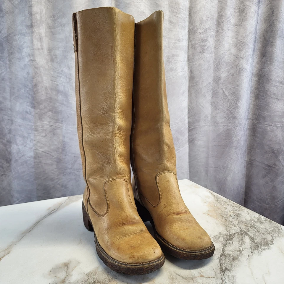 Unbranded Campus Knee High Boots Crepe Sole Size 8 Women's Tan - Image 2 of 4