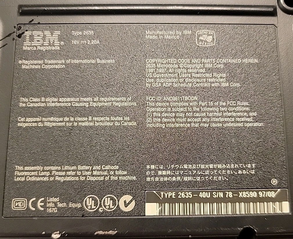IBM ThinkPad 2635 Vintage Laptop Vintage Computer Untested No