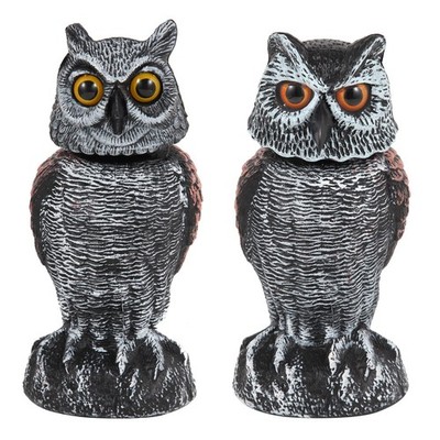 2 Pack Fake Owl Decoys to Scare Birds Away, Rotating Head Bird Deterrents, Na...