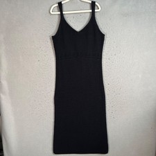 Old Navy Womens Medium Black Ribbed Bodycon Tank Midi Dress Stretch Cotton