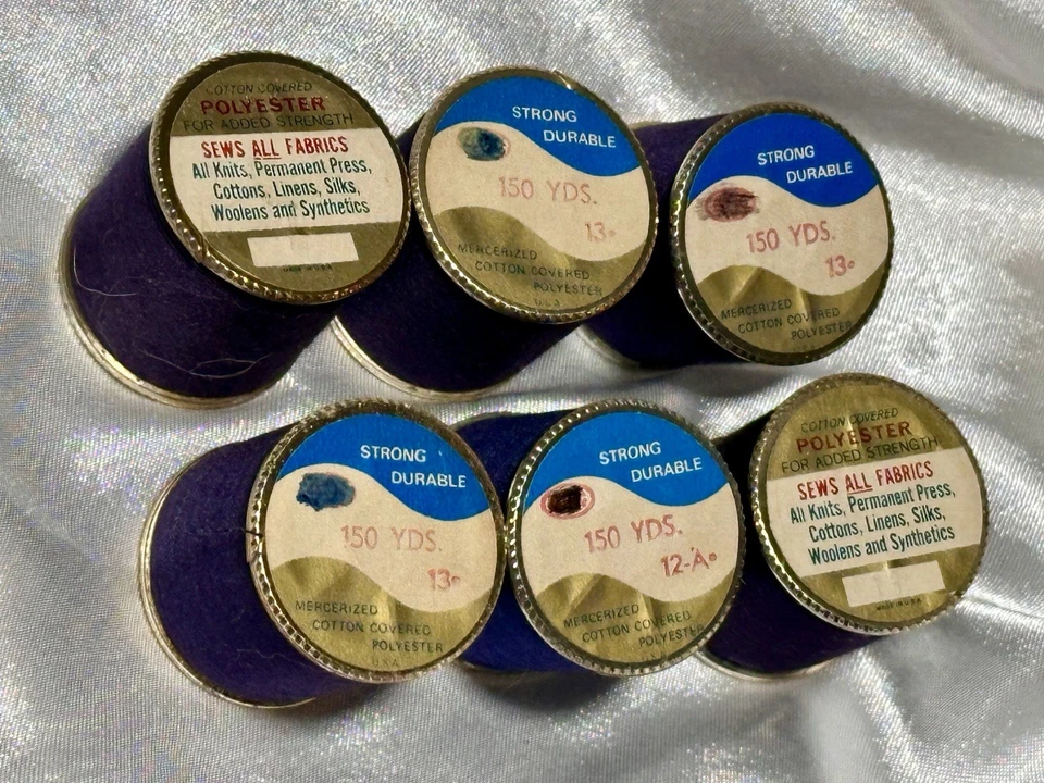 LOT of 6 J&P Coats ROYAL BLUE/PURPLE #12A & #13C Thread 300 Yd VARIOUS - Image 3 of 4