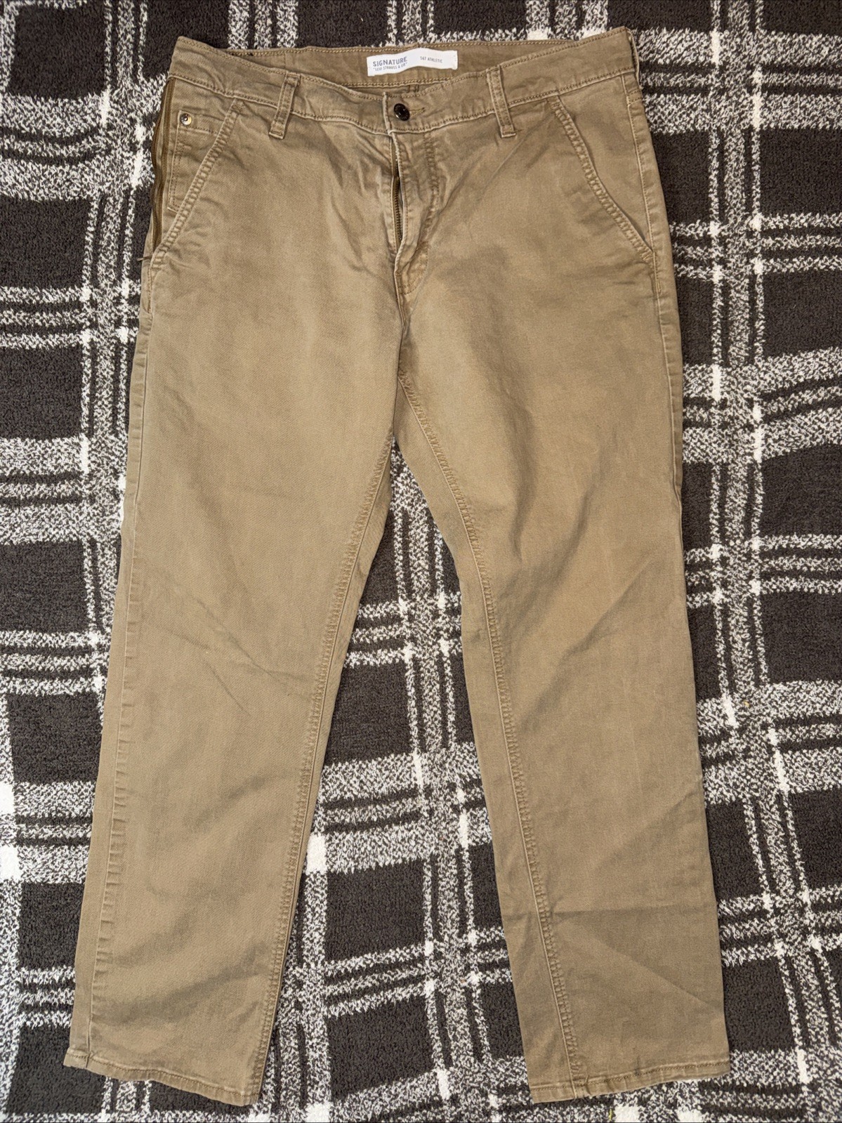 Men's Levi's 567 Athletic Tan Jeans Straight Dungaree Pants Size 34 X 32