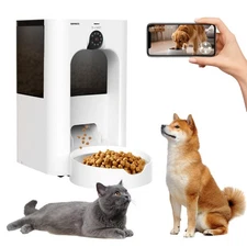 SANSCO AUTOMATIC CAT FEEDER WITH CAMERA 1080P HD Video 5G 4L PET Feeder - White