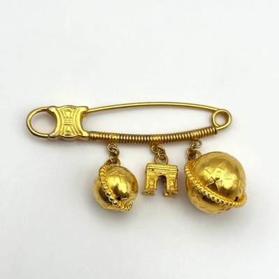 CELINE Arc de Triomphe Star Ball Brooch Gold Vintage Women's from Japan Used