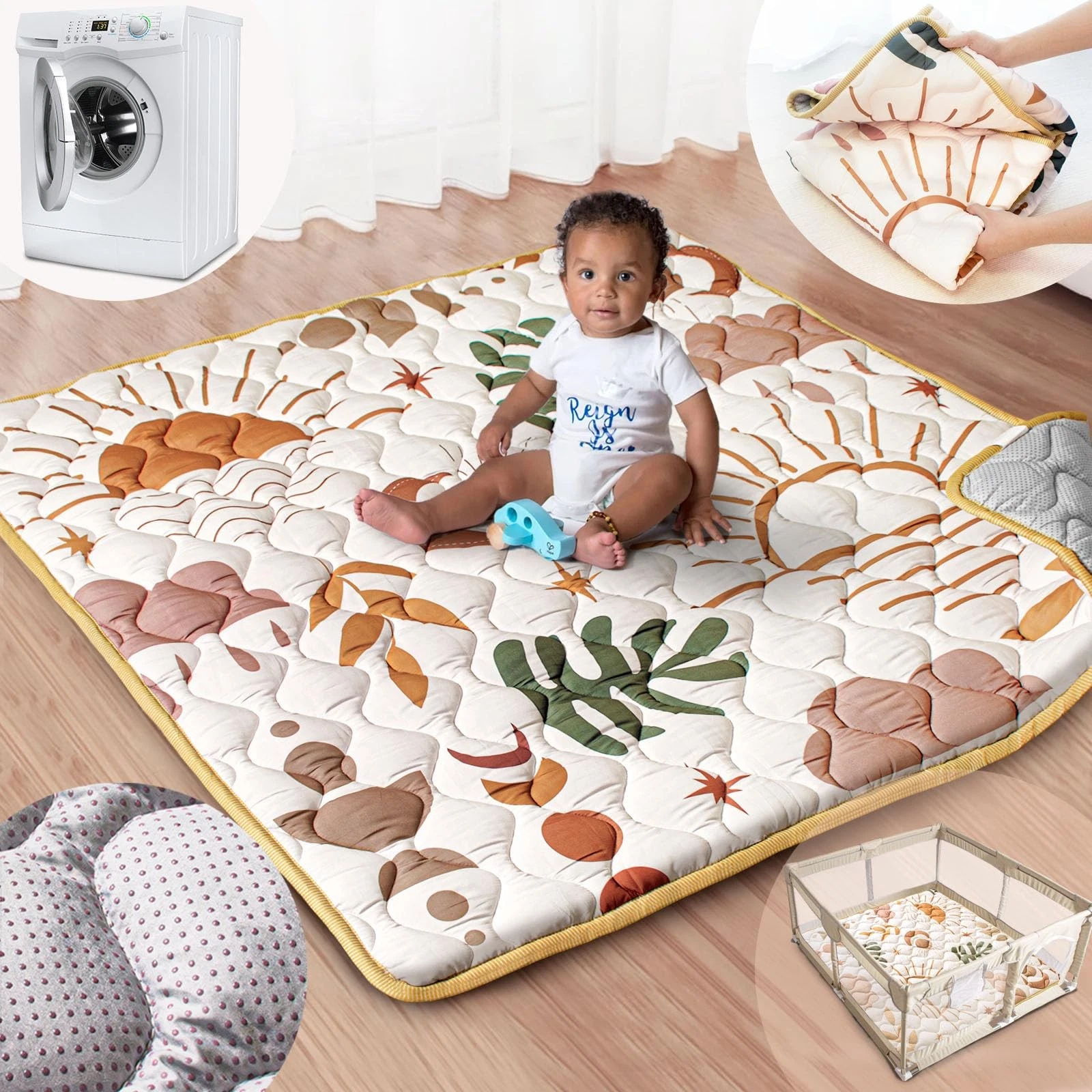 Baby Play Mat, 50x50 Playpen Mat with Super Soft Touch, Activity Mat with Upg...