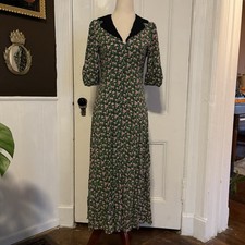 Women’s ASOS Maxi Dress, Green Floral Button Down With Collar, Size US 4, EUC