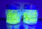 New Listing2  2 1/4" MASON JARS FULL OF BROKEN GREEN URANIUM DEPRESSION GLASS GREAT GLOW