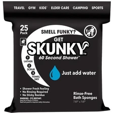Skunky No Rinse Bathing Wipes, Cleans Without a Shower, Fast & Easy, 25 Count