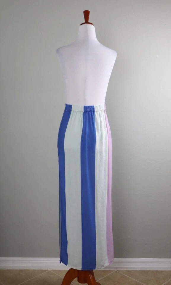 Maxi Falda ANTHROPOLOGIE NUEVA CON ETIQUETAS $78 Celandine Rayas Lino Breezy Talla Grande Foto 4 de 4