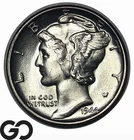 1944 Mercury Dime, Frosty Choice BU++, Lustrous Blazer
