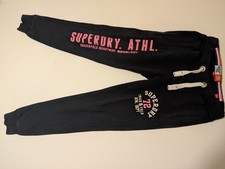 Superdry Size XS Black Cracked Effect Logo Print Comfy Track & Field Joggers