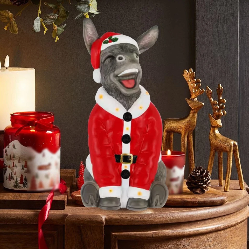 Christmas Donkey Santa Blow Mold Resin Ornament 2025 Home Depot 20cm NEW - Image 4 of 4