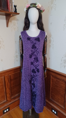 Vintage 1980s/1990s Magic Brand Purple Boho Fairy Festival Embroidered Dress 