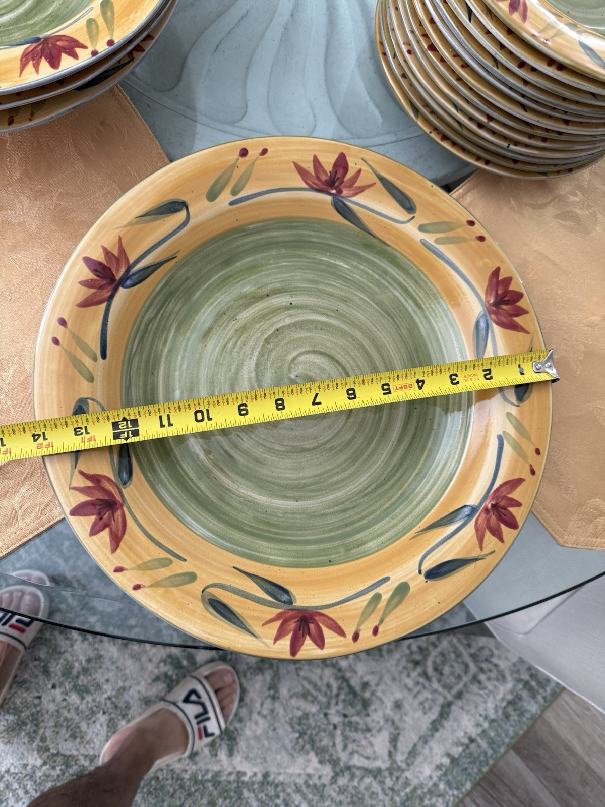Pier 1 Pier1 Elizabeth Large Hand Painted Stoneware Serving Dish/Bowl 14