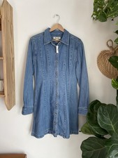 NWT Madewell Seamed Mini Dress In Ramey Wash Button Down Denim Dress Size 6 Blue