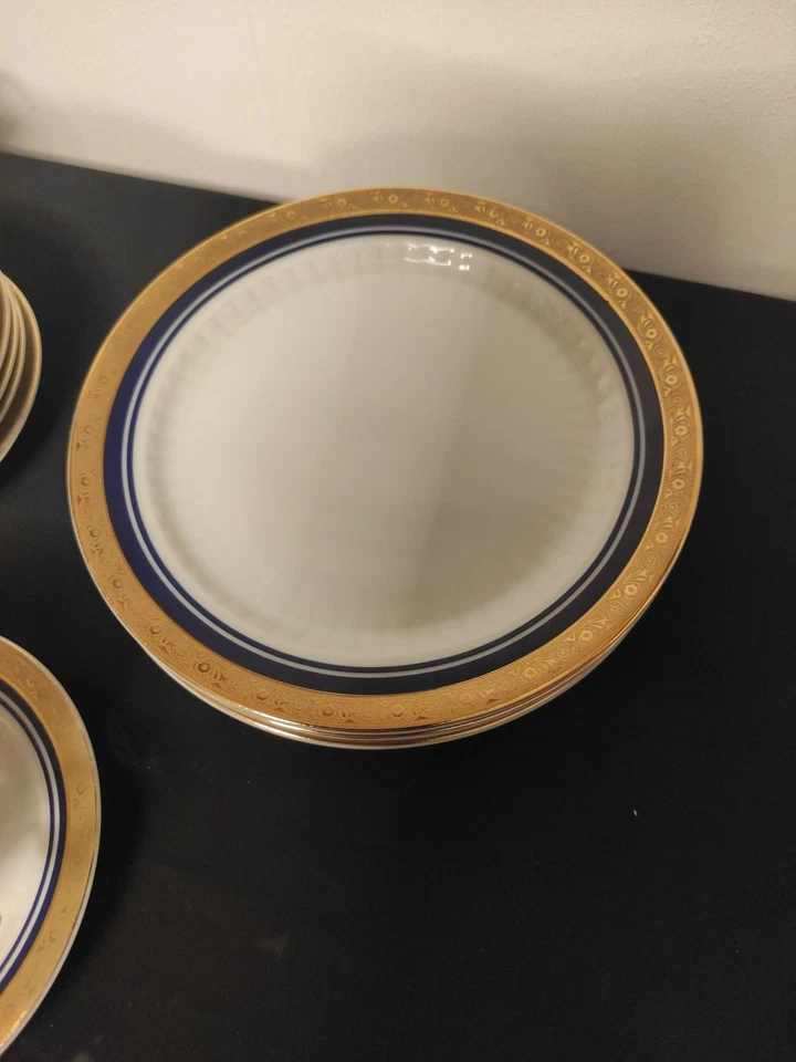 Winterling Marktleuthen Bavaria Kaffeeservice weiß-blau mit Goldrand, 18-teilig - Bild 4 von 4