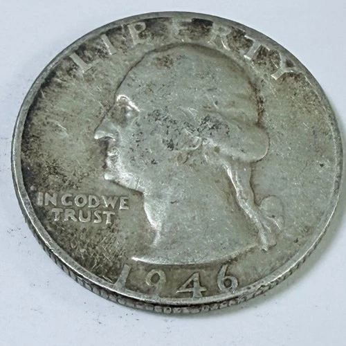 1946 Washington Quarter 90% Silver Circulated Coin Free Shipping #7670