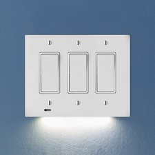 SnapPower SwitchLight Triple-Gang LED Night Light Switch Wall Plate