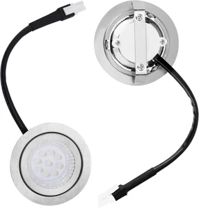 2Pcs Hotte de la gamme de cuisine Ampoule en acier inoxydable Hotte LED Lumière encastrée