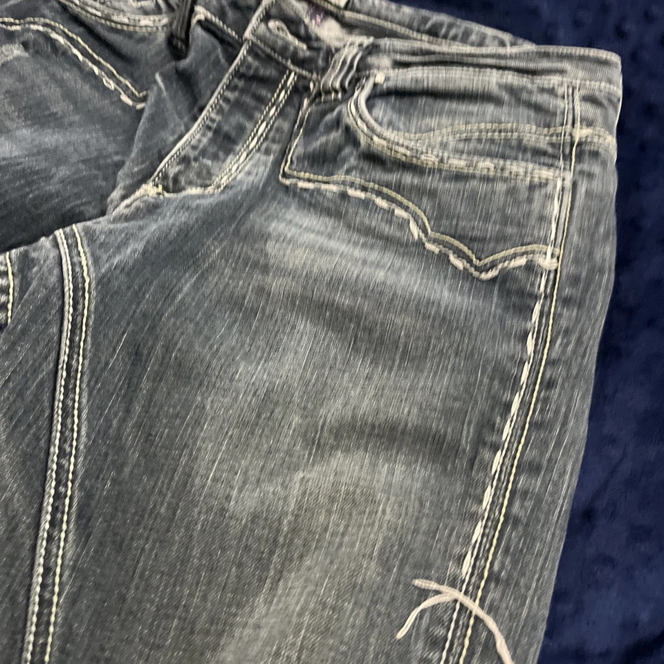 Jeans Antik Denim Bordados Pierna Ancha Corte Bota Para Hombre Talla 33 x 30 Foto 2 de 4