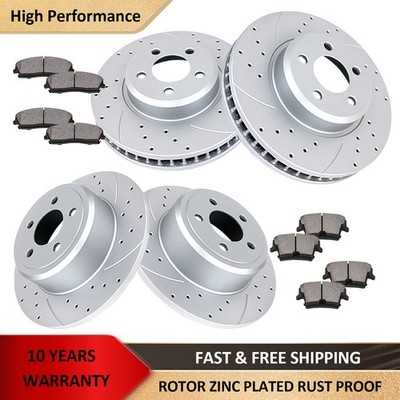 Front Rear Slotted Rotors Brakes Pads Fit for V6 RWD Challenger Charger Magnum