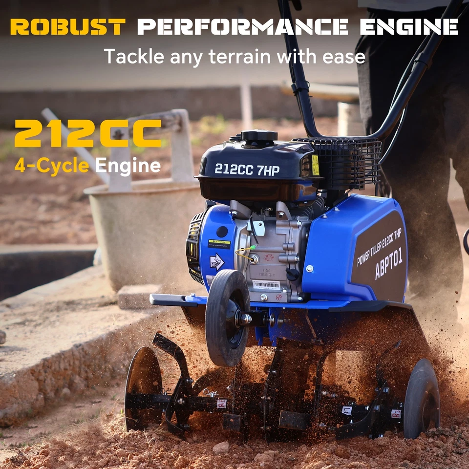 Cultivador Cultivador 212CC Gas 4 TIEMPOS 7HP Rototiller Jardín Granja Cultivador Foto 2 de 4