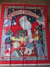 Susan Winget fabric traditions Merry Christmas Santa wall door hanging panel