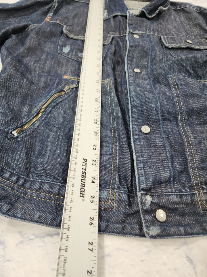 Diesel Denim MENS XXL Jacket Cafe Racer Biker Grunge Dark Wash Linen VINTAGE - Image 4 of 4