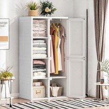 470L Kleiderschrank Garderobe mit Kleiderstange 5 Fächern 6 Türen 1 Aufhangunge