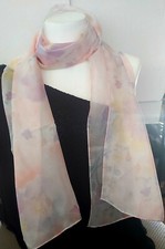 Beautiful Sheer Light Pink And Floral Woman's Scarf