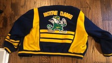 Vintage University Of Notre Dame Fighting Irish Letterman Jacket Size L Nutmeg