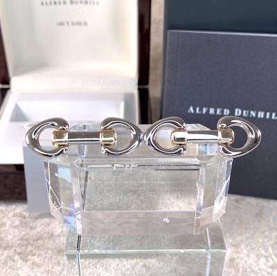 Authentic Alfred Dunhill Cufflinks 750 Gold 18k & Steel Silver