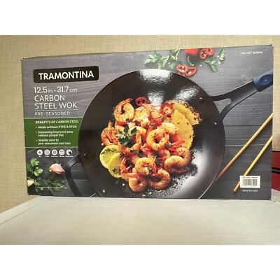 Tramontina 12.5  Carbon Steel Pre-Seasoned Wok 12.5 in 31.7 cm