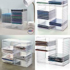 Clear Plastic CD Holder Storage Rack Stacking Tray DVD Disk Case Space Organizer