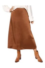 Me by Jennie Garth Women's Brookline Satin Midi Skirt Chestnut Brown