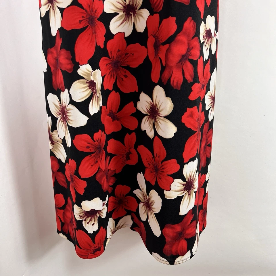 Vestido Bug Vintage Años 90 Moda Para Mujer 2XL Manga Corta Rojo Floral Debajo de la Rodilla Foto 3 de 4