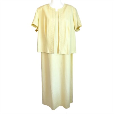 Studio C Plus 16W Light Yellow 2-Piece Linen Blend Jacket Midi