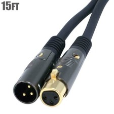 15FT Premium 3-Pin XLR Male to Female Microphone Mic Cable Extension Cord Gold