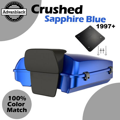 CRUSHED SAPPHIRE Advanblak For 97+ Harley/Softail Razor Tour Trunk Pack Pad